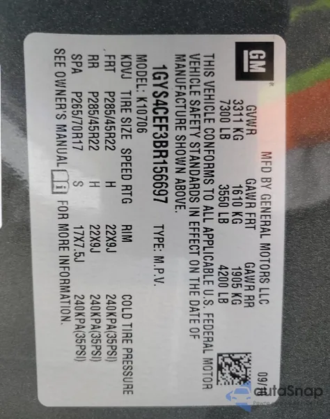 2011 Cadillac Escalade Premium z USA, uszkodzony, nr VIN 1GYS4CEF3BR156697